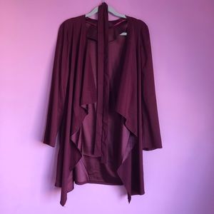 Le Chateau Burgundy Silky Flyaway Cardigan